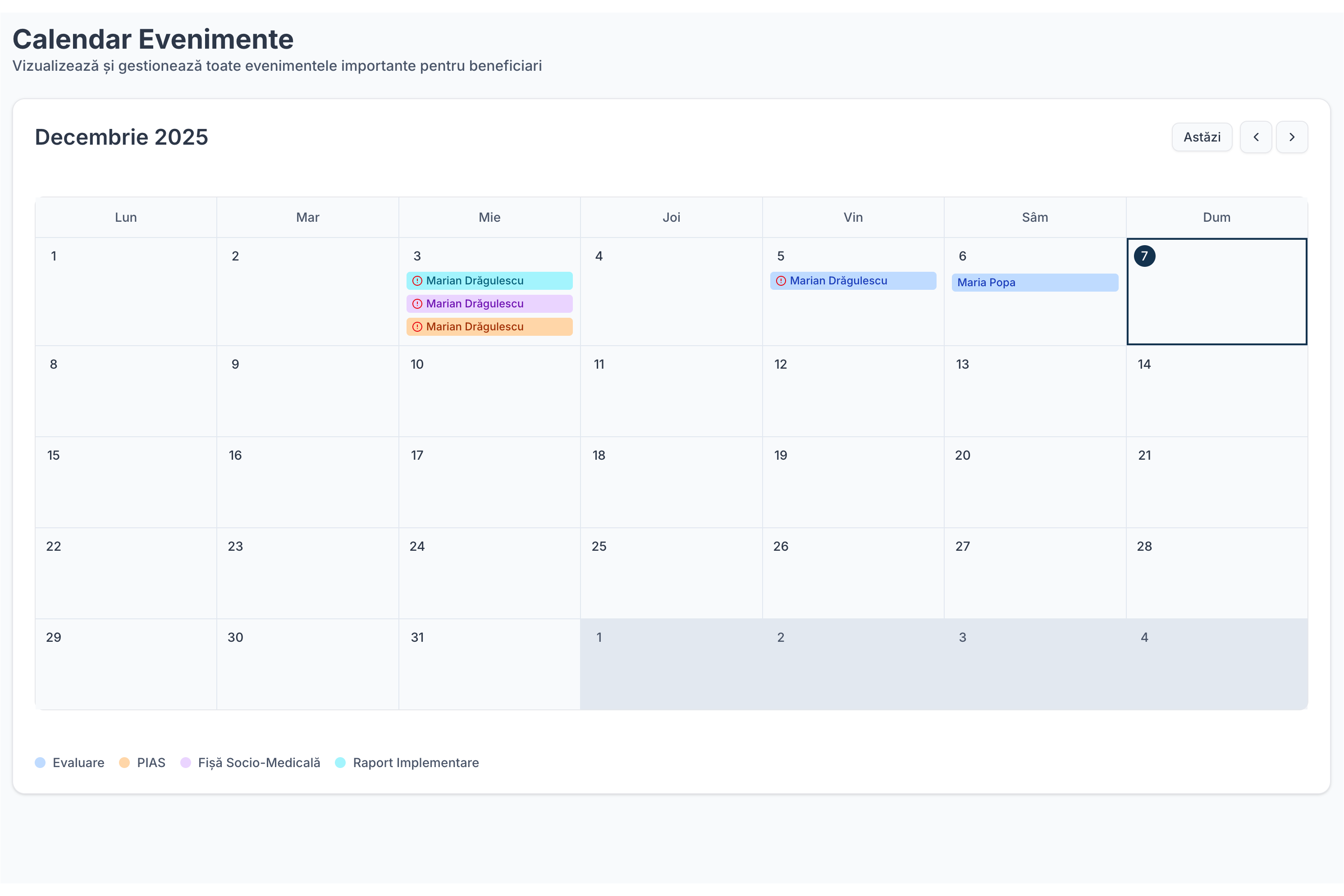 Calendar Beneficiari